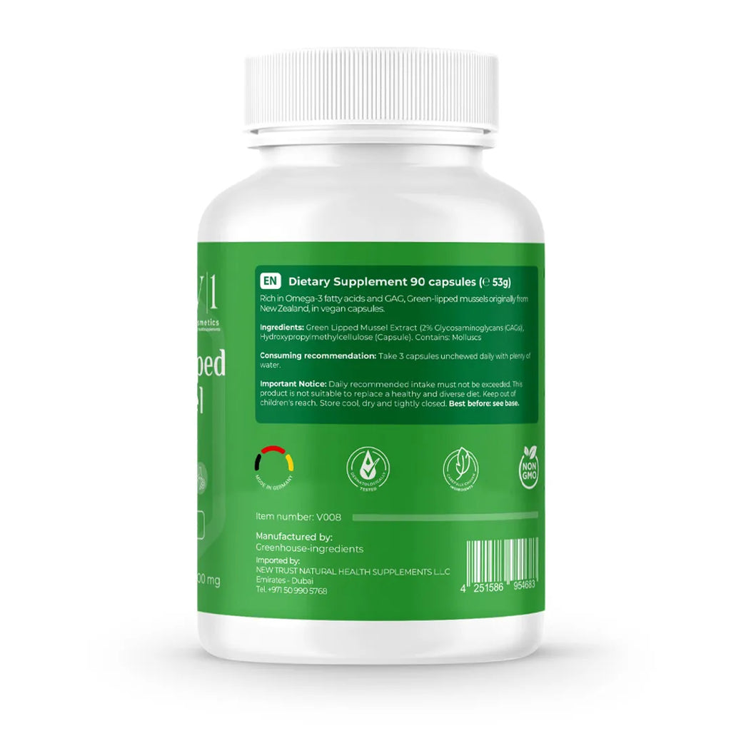 V1 Green Lipped Mussel 1500mg 90 capsules