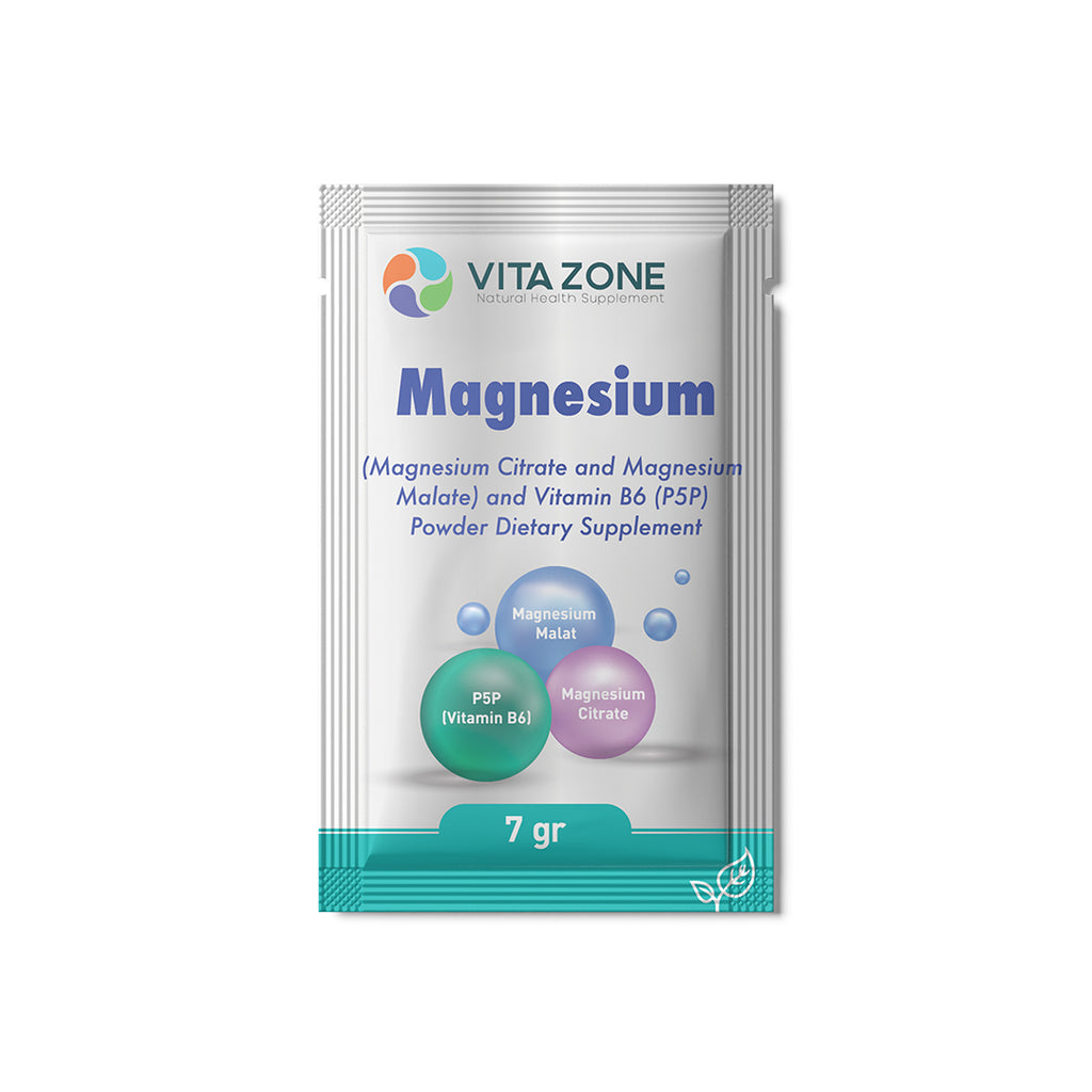 VITA ZONE Magnesium Supplement – Magnesium Citrate, Magnesium Malate & Vitamin B6 – 30 Sachets