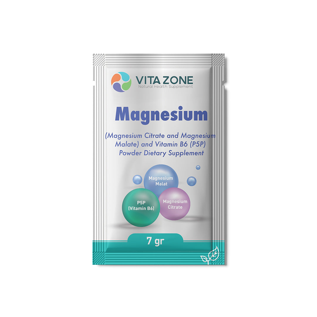VITA ZONE Magnesium Supplement – Magnesium Citrate, Magnesium Malate & Vitamin B6 – 30 Sachets