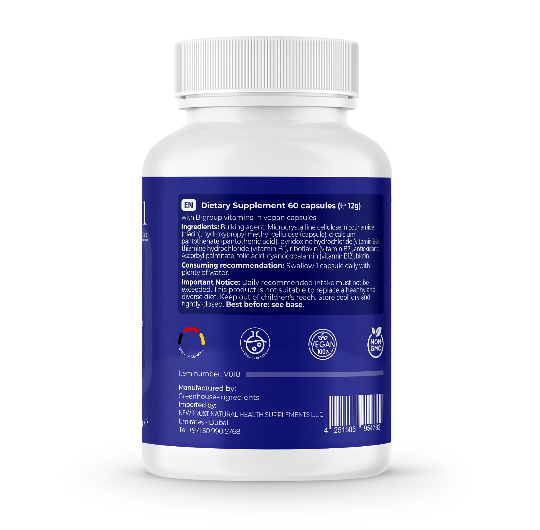 V1 Vitamin B-Komplex with Biotin supports the heart, nerves, and energy metabolism - 90 Vegan Capsules